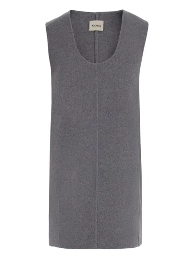 Khaite Wool Sleeveless Dress In Gray