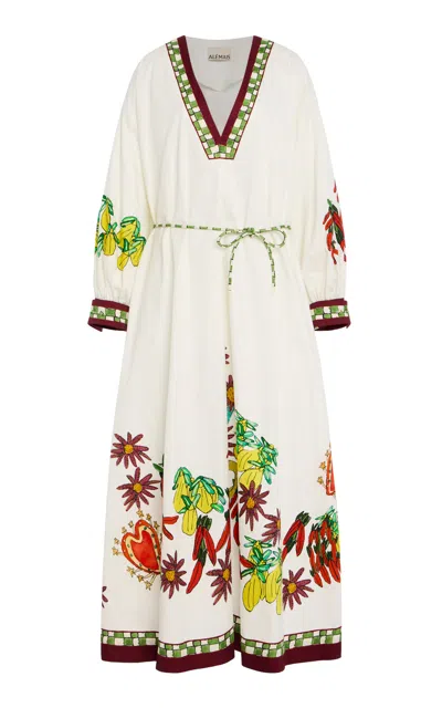 Alemais Katerina Cotton Poplin Midi Dress In White