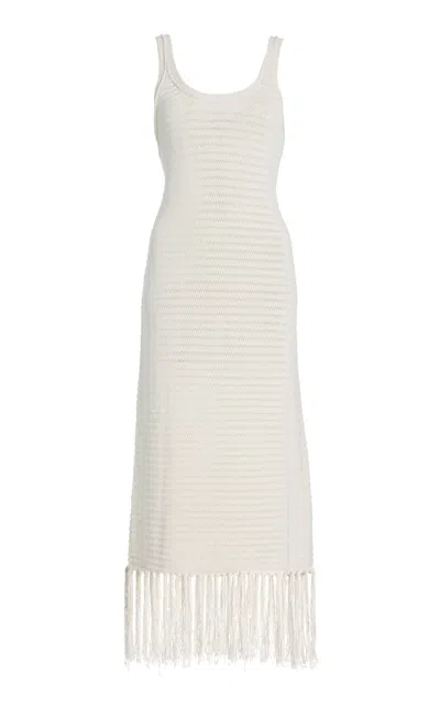Zulu & Zephyr Fringed Crochet-knit Cotton Midi Dress