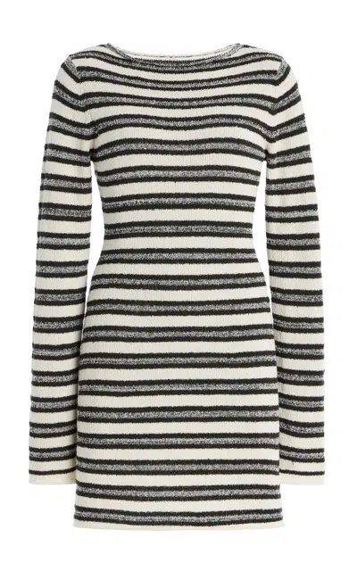 Zulu & Zephyr Striped Cotton-blend Textured-knit Mini Dress