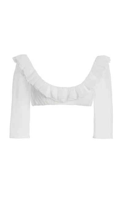 Mirror Palais Ruffled Cropped Cotton Top
