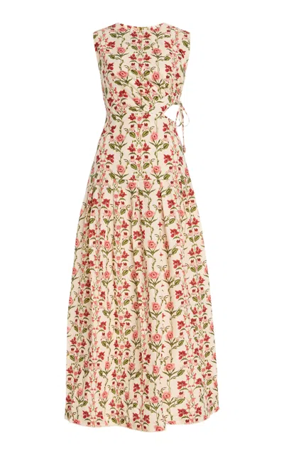 Agua By Agua Bendita Exclusvie Otoño Cutout Floral Cotton Maxi Dress