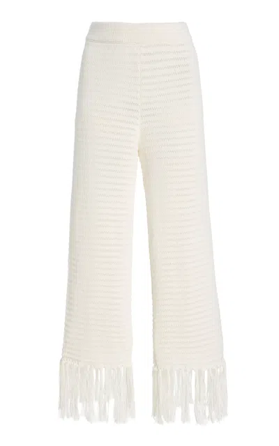 Zulu & Zephyr Fringed Crochet-knit Cotton Pants