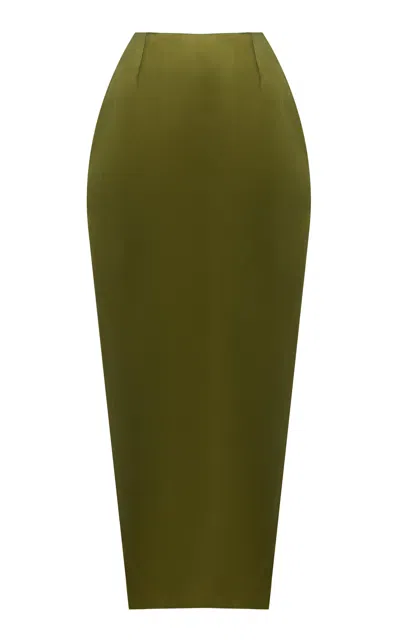 Wiederhoeft Wasp Cotton-silk Midi Skirt In Green