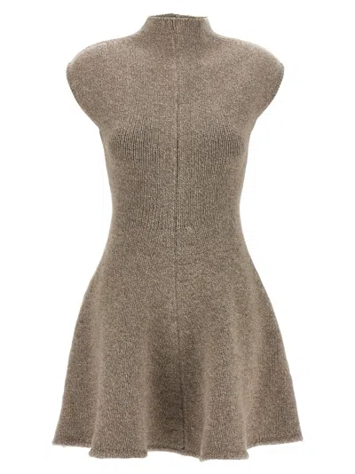 Magda Butrym Marled Knit Skater Dress In Beige In Brown