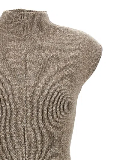 Magda Butrym Marled Knit Skater Dress In Beige In Brown
