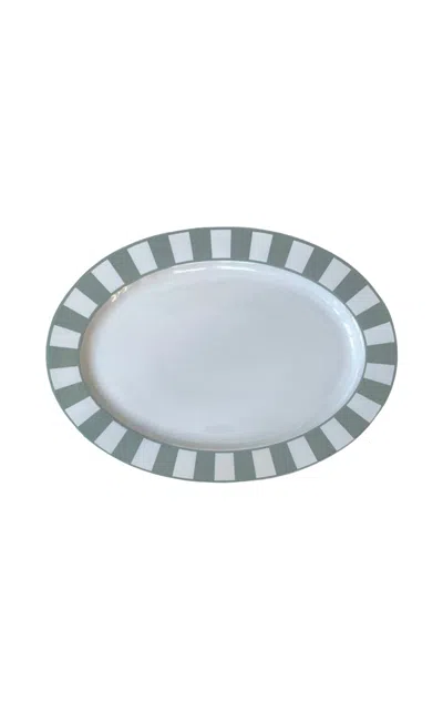 The Lino Essential Stoneware Serving Plate In Blue