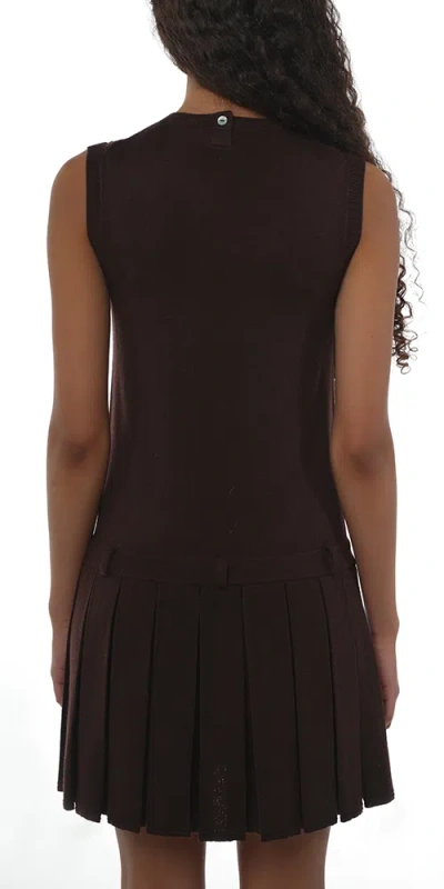 Sandy Liang Womens Brown Millie Pleated-hem Merino-wool Knitted Mini Dress