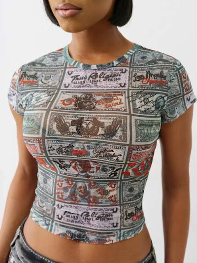 True Religion Women's Money Mesh Baby T-shirt