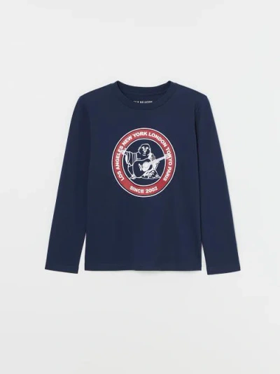 True Religion Boys Long Sleeve Logo T-shirt In Blue