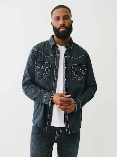 True Religion Western Contrast-stitch Denim Shirt