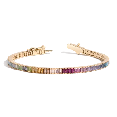 Aurate New York Ombré Rainbow Baguette Tennis Bracelet In Multi