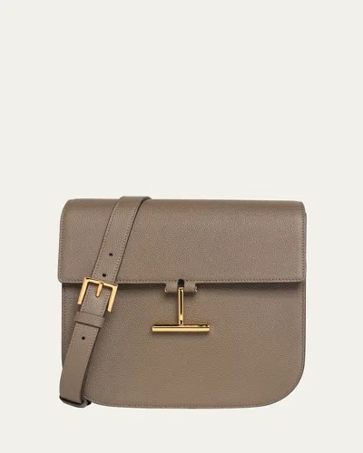 Tom Ford Tara Medium Crossbody In Grained Leather With Leather Strap