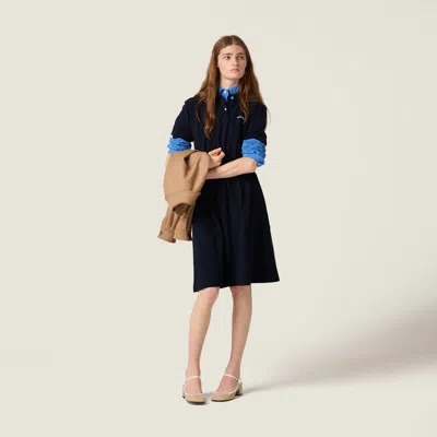 Miu Miu Cinched Waist Short-sleeve Polo Shirtdress In Blue