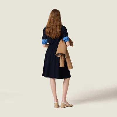 Miu Miu Cinched Waist Short-sleeve Polo Shirtdress In Blue