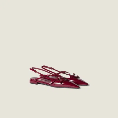 Miu Miu Maroon Leather Ballet Flats In Red