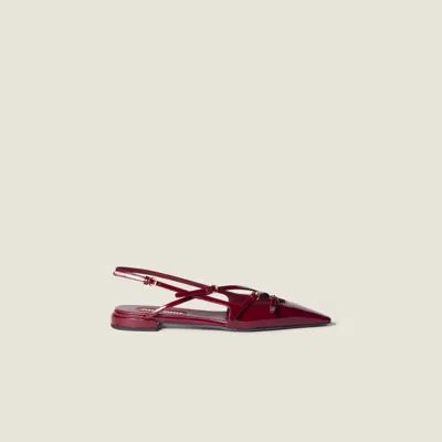 Miu Miu Maroon Leather Ballet Flats In Red