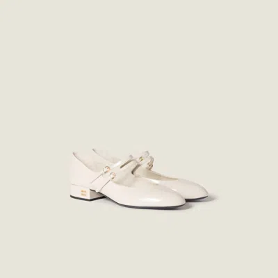 Miu Miu Patent Leather Slingback Pumps With Buckles In White