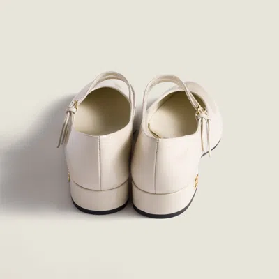 Miu Miu Patent Leather Slingback Pumps With Buckles In White