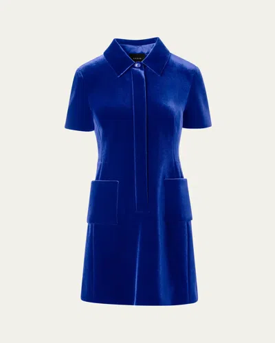 Akris Velvet Patch Pocket Dress In Blue