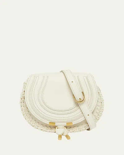 Chloé Marcie Flap Saddle Crossbody Bag In Crochet Fabric And Leather