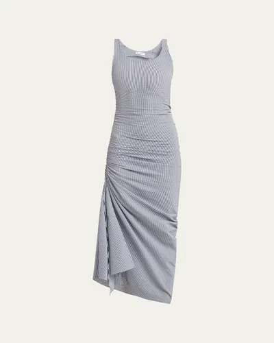 Alaïa Sleeveless Ruched Tank Maxi Dress In Gray