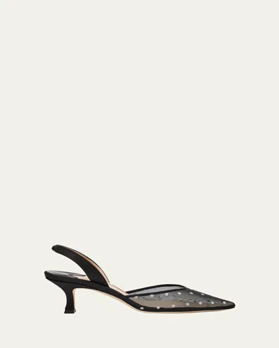 Manolo Blahnik Carolyne Polka-dot Mesh Pumps
