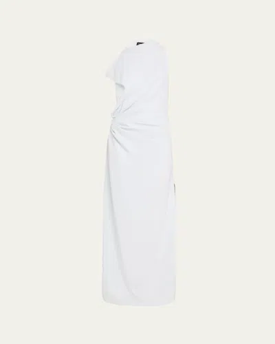 Proenza Schouler Devyn Draped Matte Double Crepe Dress In Blue