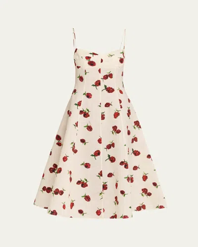 Khaite Isabella Floral Empire-waist A-line Midi Dress In Neutral