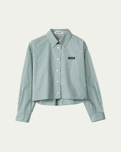 Miu Miu Check Cropped Button-front Shirt