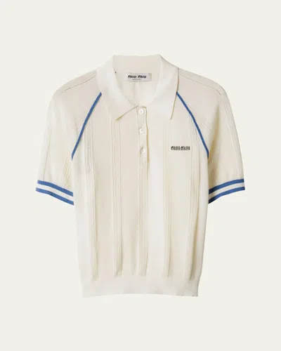 Miu Miu Cotton Piping Short-sleeve Polo