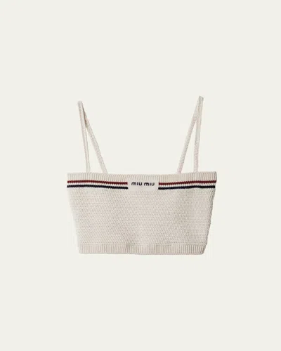 Miu Miu Cotton Crochet Cropped Tank Top