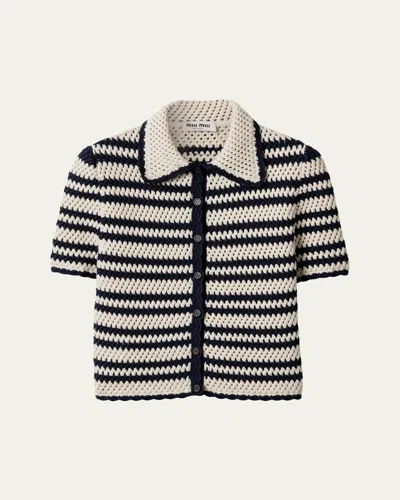 Miu Miu Cotton Crochet Short-sleeve Cardigan