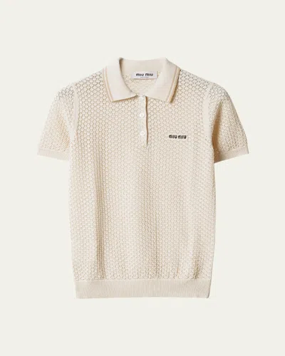Miu Miu Crochet Cotton Short-sleeve Polo
