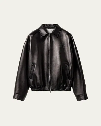 Miu Miu Plonge Nappa Leather Bomber Jacket