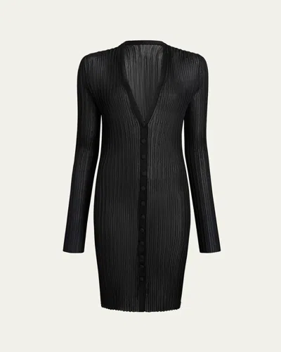 Khaite Ramon Wide Rib V-neck Long Cardigan In Black
