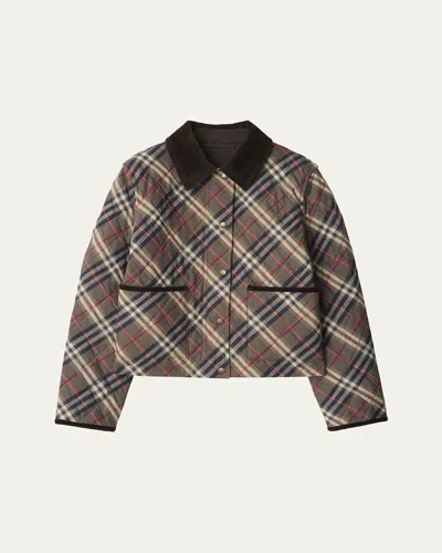 Burberry Cropped Check Quilted Cotton Jacket