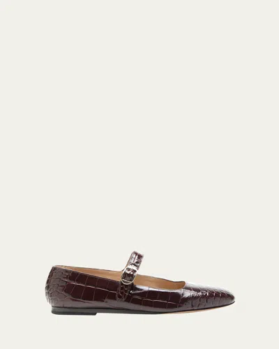 Le Monde Beryl Croc-effect Leather Mary Jane Ballerina Flats
