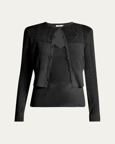 Chloé Embroidered Pointelle Cotton Combo Top