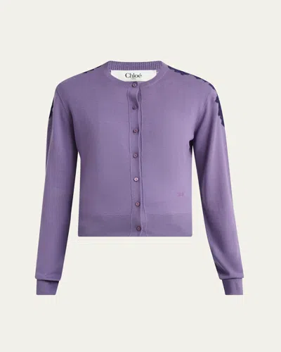 Chloé Guipure Lace-trim Crewneck Knit Cardigan