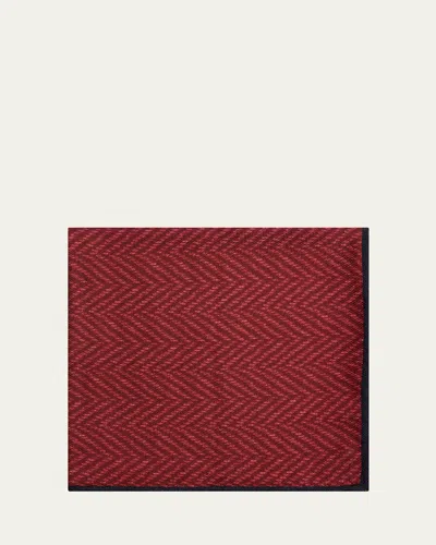 Brunello Cucinelli Men's Chevron-print Silk Pocket Square In Red
