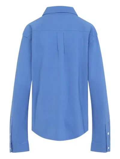 Miu Miu Button-down Shirt With Classic Collar In Blue
