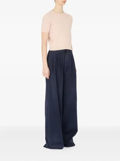 Maison Margiela Short Sleeve Crew Neck Top With Soft Texture In Pink