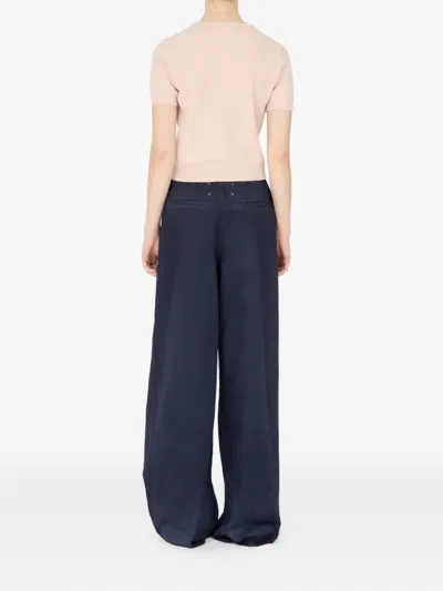Maison Margiela Short Sleeve Crew Neck Top With Soft Texture In Pink