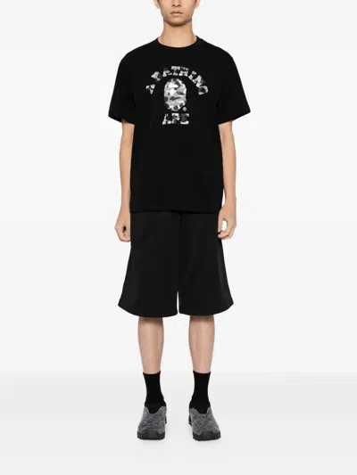A Bathing Ape Mens Black Green Camo 1st Camo College Cotton-jersey T-shirt Xl In Black
