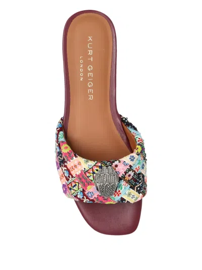 Kurt Geiger Kensington Woven-strap Flat Sandals In Brown