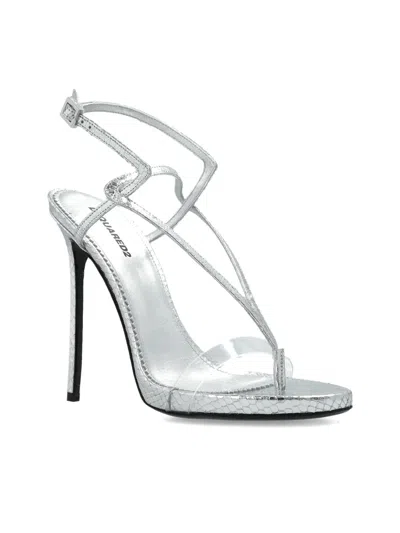 Dsquared2 140mm Leather Heeled Sandals In Transparent