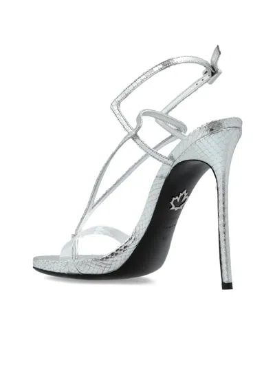Dsquared2 140mm Leather Heeled Sandals In Transparent
