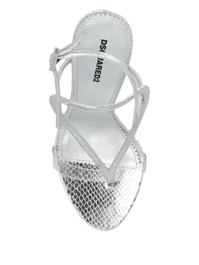 Dsquared2 140mm Leather Heeled Sandals In Transparent