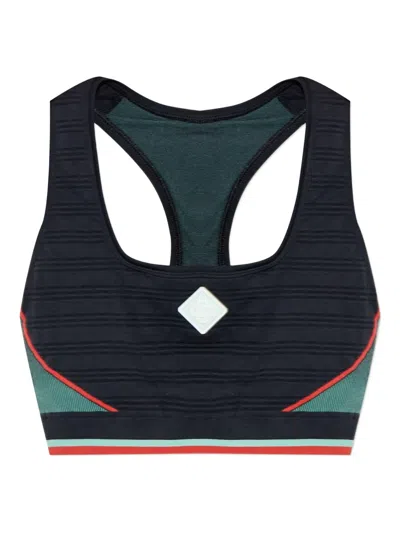 Casablanca Block Detail Racer Back Textured Sports Bra In Multi